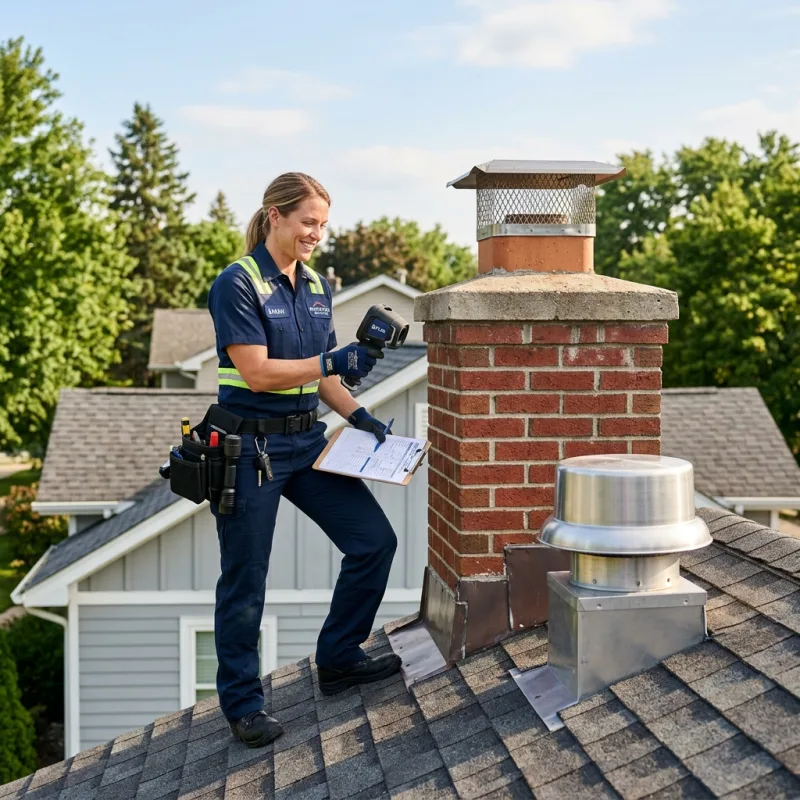 Technician inspecting a Garden City roof cavity and ductwork for a dead bird